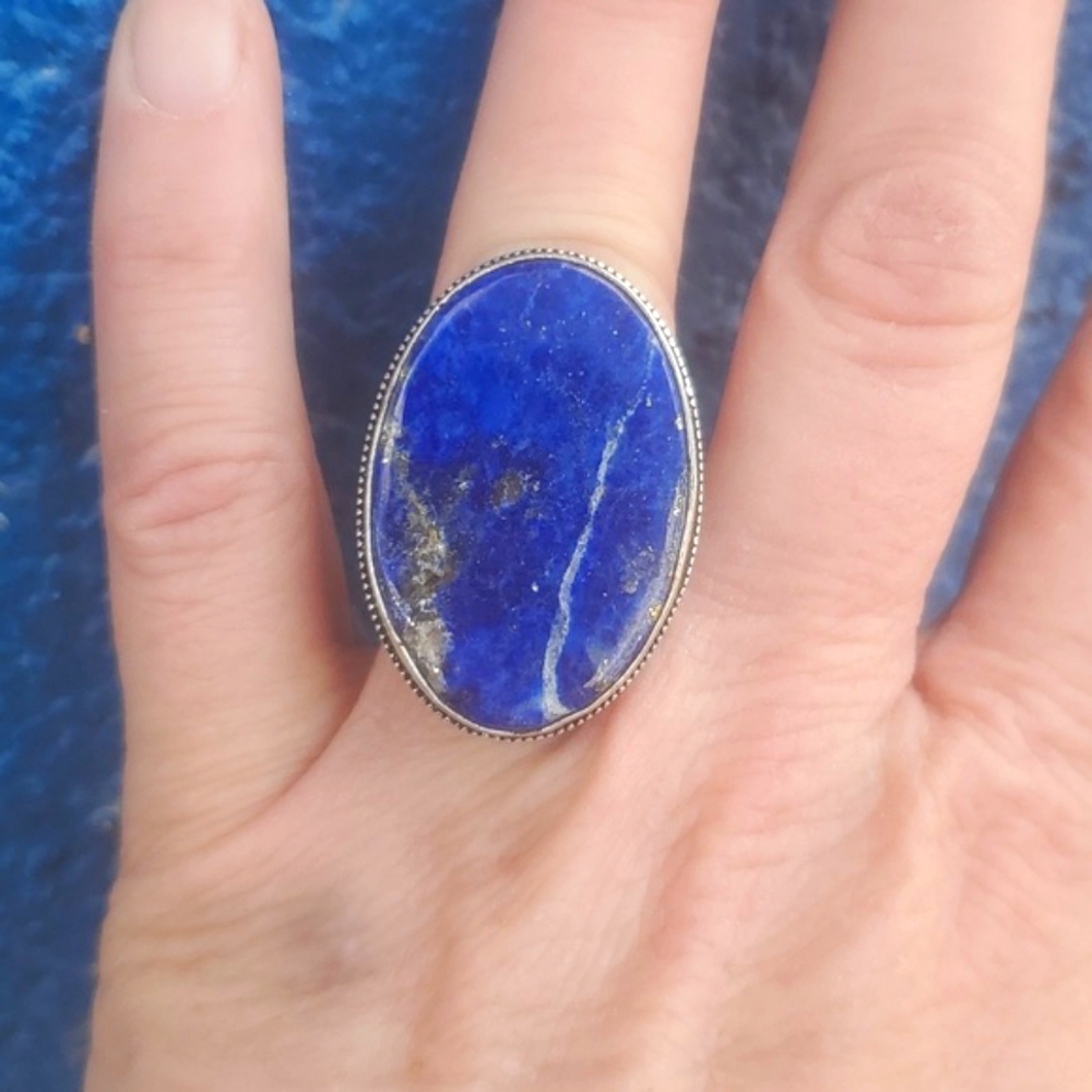 New Lapis Lazuli 925 Silver Ring.